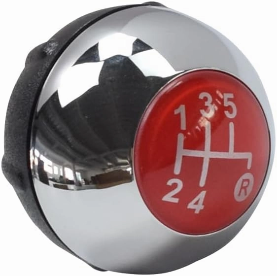 Hacreyatu 5 Speed Gear Shift Knob Sitck Head Leather Gloss Black Cap Replacement，Compatible with Fiat 500 500C 2007-2018 (5 Speed Bright Silver)