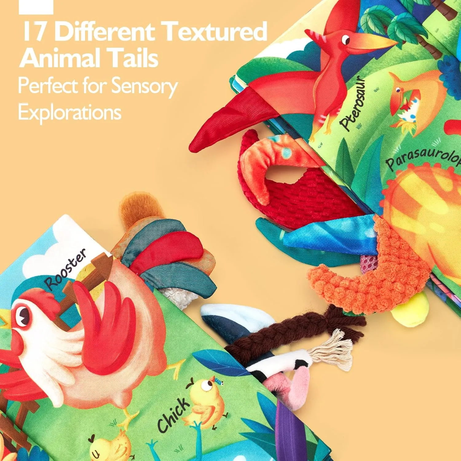hahaland Baby Books for Baby Shower Gifts - 2PCS - Baby Toys 0-6 Months - Touch & Feel Tummy Time Sensory Soft Books for Babies 0-12 Months, Stroller Travel Toys