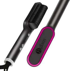 Hair Straightener Brush, Anti-Scald Straightening Comb for Women, Fast-Heating Ionic Hair Tool with 6 Adjustable Heat Temps Control, 30s Quick Heat Up & 20-Minute Auto-Off Safety Feature, Black