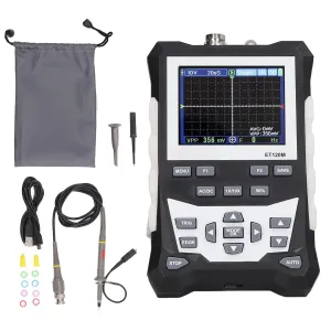 Handheld Oscilloscope, 120MHz 500Msps Portable Digital Oscilloscope, Multifunction Tester with Slip Proof Silicone Protective Cover for Industry