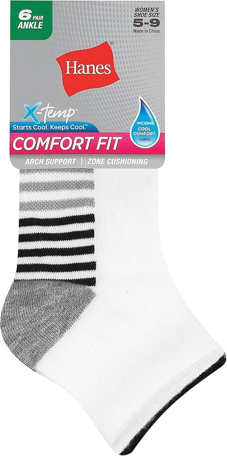 Hanes Women's 6-Pair Comfort Fit Ankle Socks