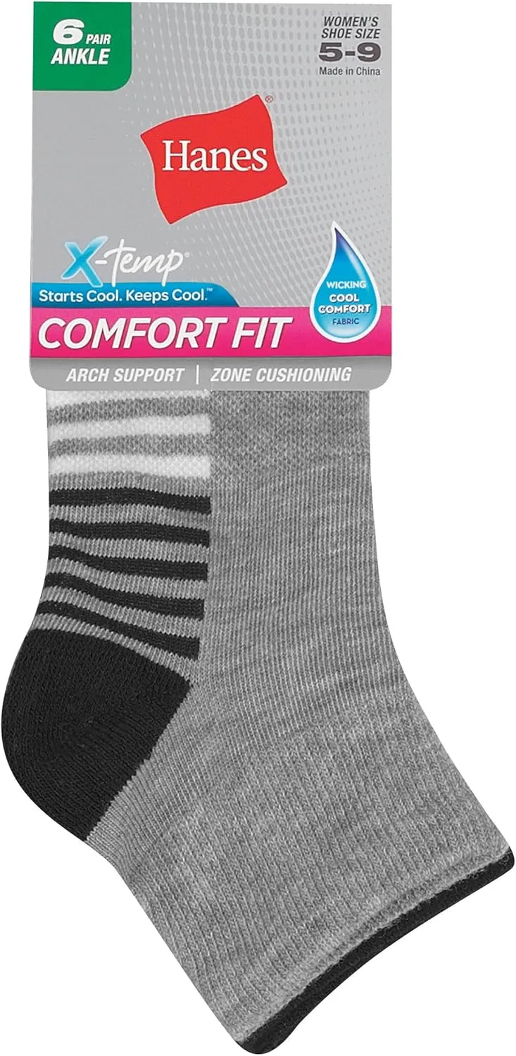 Hanes Women's 6-Pair Comfort Fit Ankle Socks