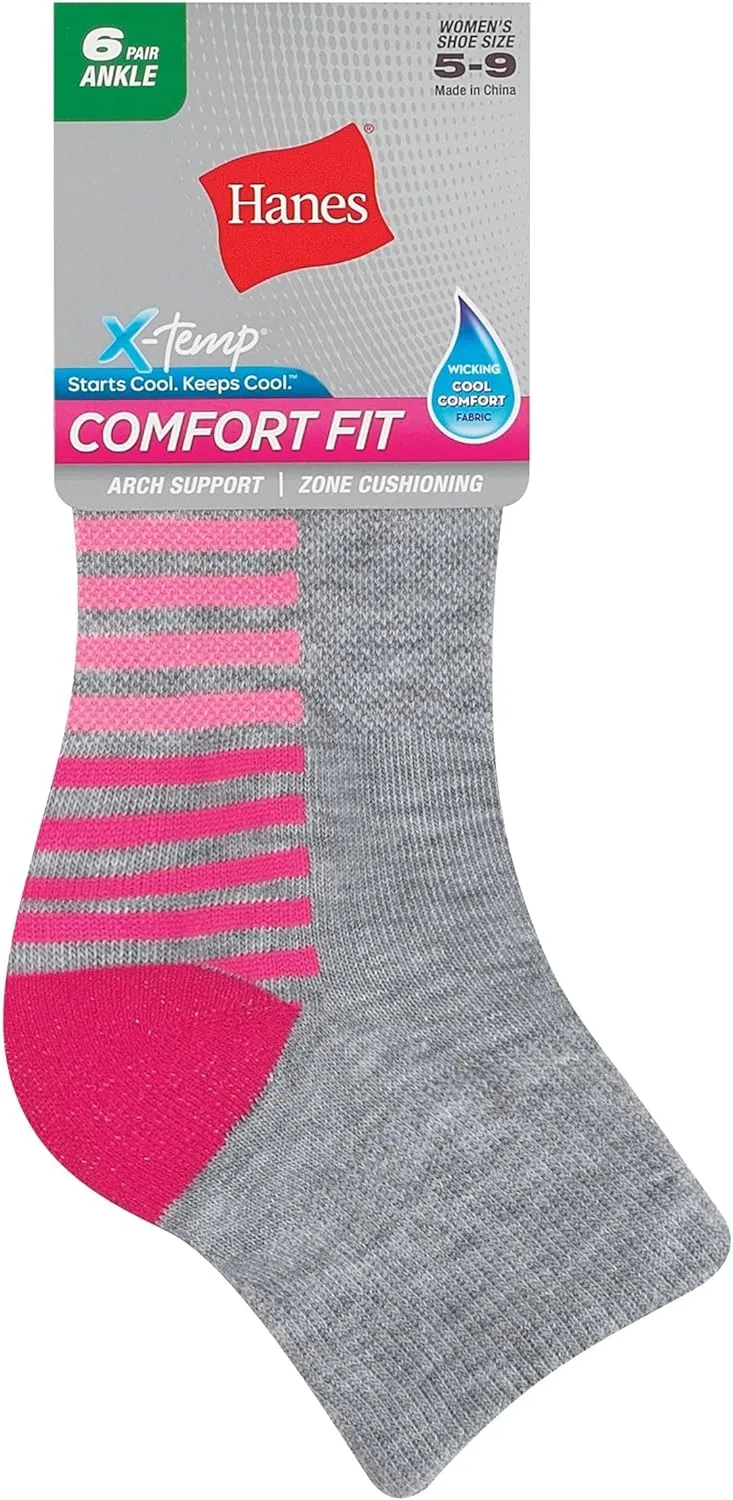 Hanes Women's 6-Pair Comfort Fit Ankle Socks