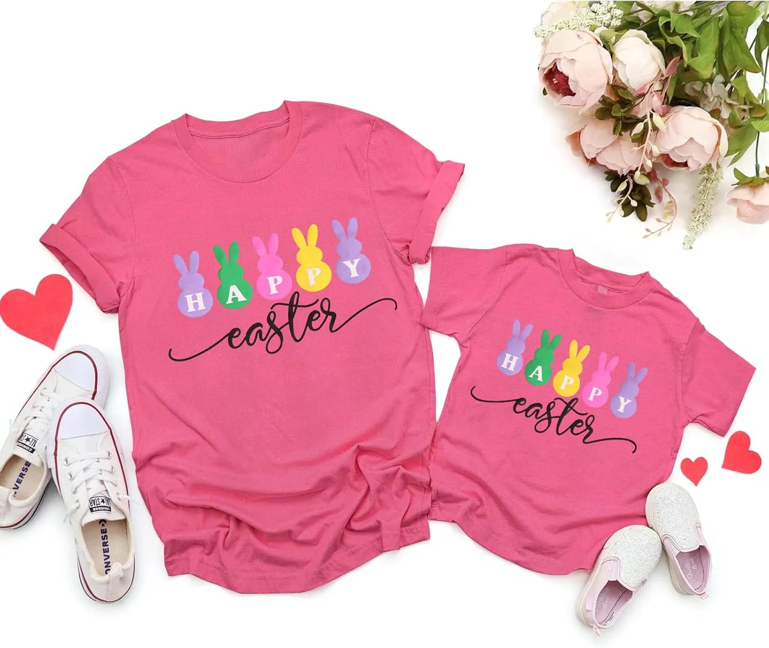 Happy Easter Shirts for Women Kids Bunny Family Matching Outfits Toddler Boys Girls Summer Short Sleeve Tee Top