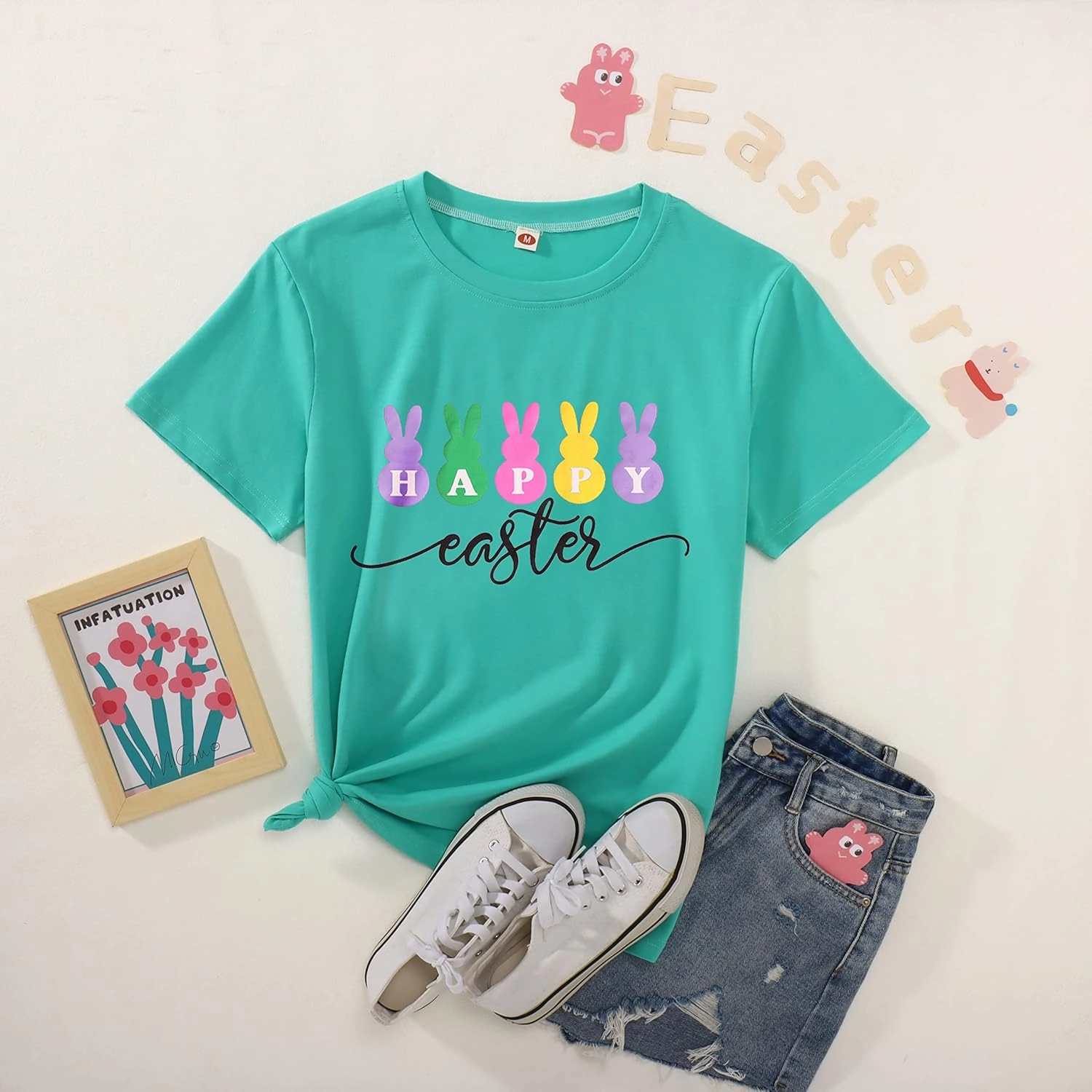 Happy Easter Shirts for Women Kids Bunny Family Matching Outfits Toddler Boys Girls Summer Short Sleeve Tee Top