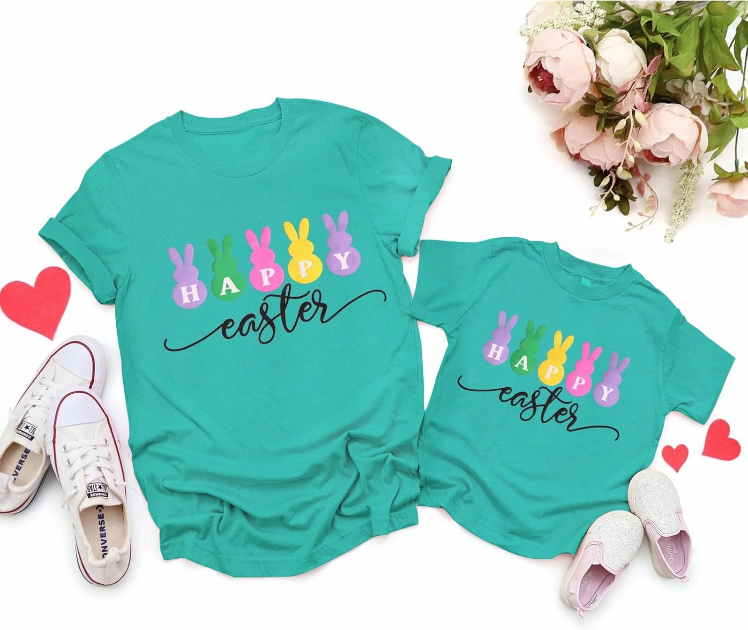 Happy Easter Shirts for Women Kids Bunny Family Matching Outfits Toddler Boys Girls Summer Short Sleeve Tee Top