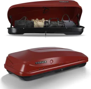 Hard Shell Roof Cargo Box, Large Storage Capacity Rooftop Cargo Box with Security Keys, 56 (L) x 30 (W) x 13.7(H) Inches Car Roof Carrier, 13 Cubic Feet (Tool-Free Install), RED