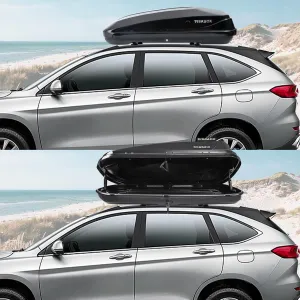 Hard Shell Roof Cargo Carrier with Security Keys, Roof Box, Cargo Box, 56 (L) x 30 (W) x 13.7(H) Inches, 13 Cubic Feet (Tool Free Install), Black