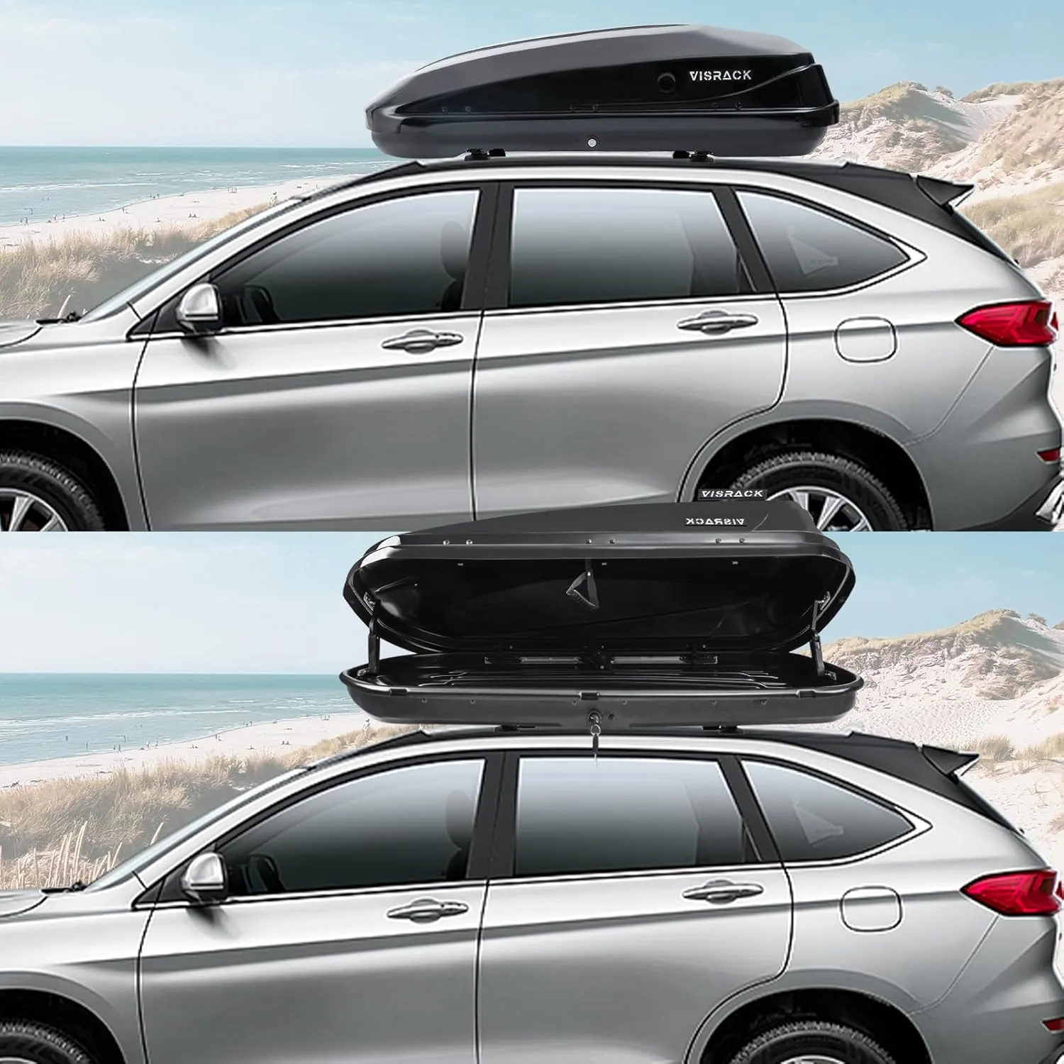 Hard Shell Roof Cargo Carrier with Security Keys, Roof Box, Cargo Box, 56 (L) x 30 (W) x 13.7(H) Inches, 13 Cubic Feet (Tool Free Install), Black