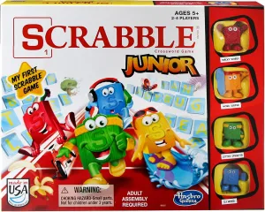 Hasbro Gaming Scrabble Junior Board Game | 2-4 Players | Family Educational Word Games for Kids | Back to School Gifts for Classroom | Ages 5 