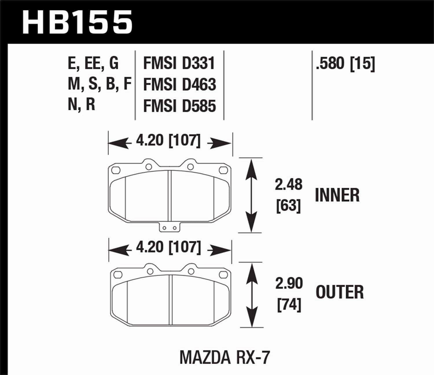 HB155F.580 HPS Performance Street Brake Pads