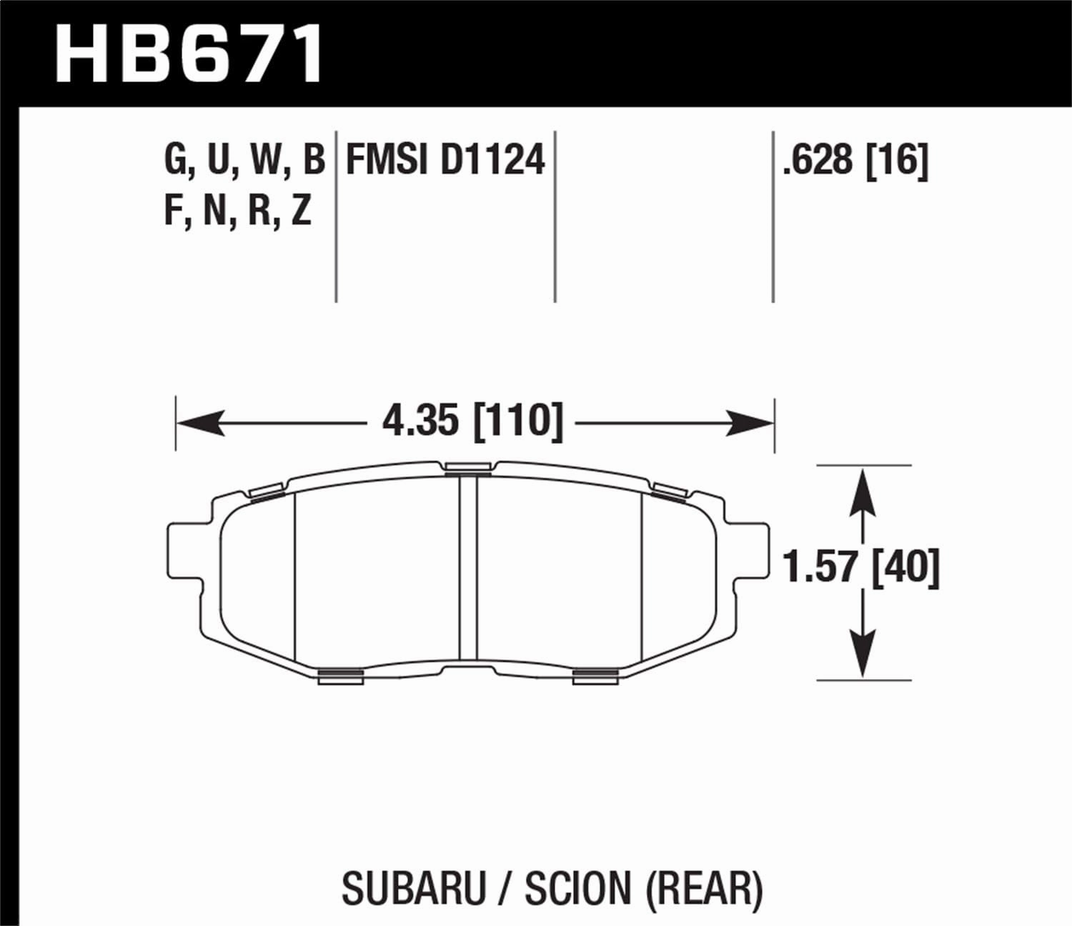HB671F.628 HPS Performance Street Brake Pads