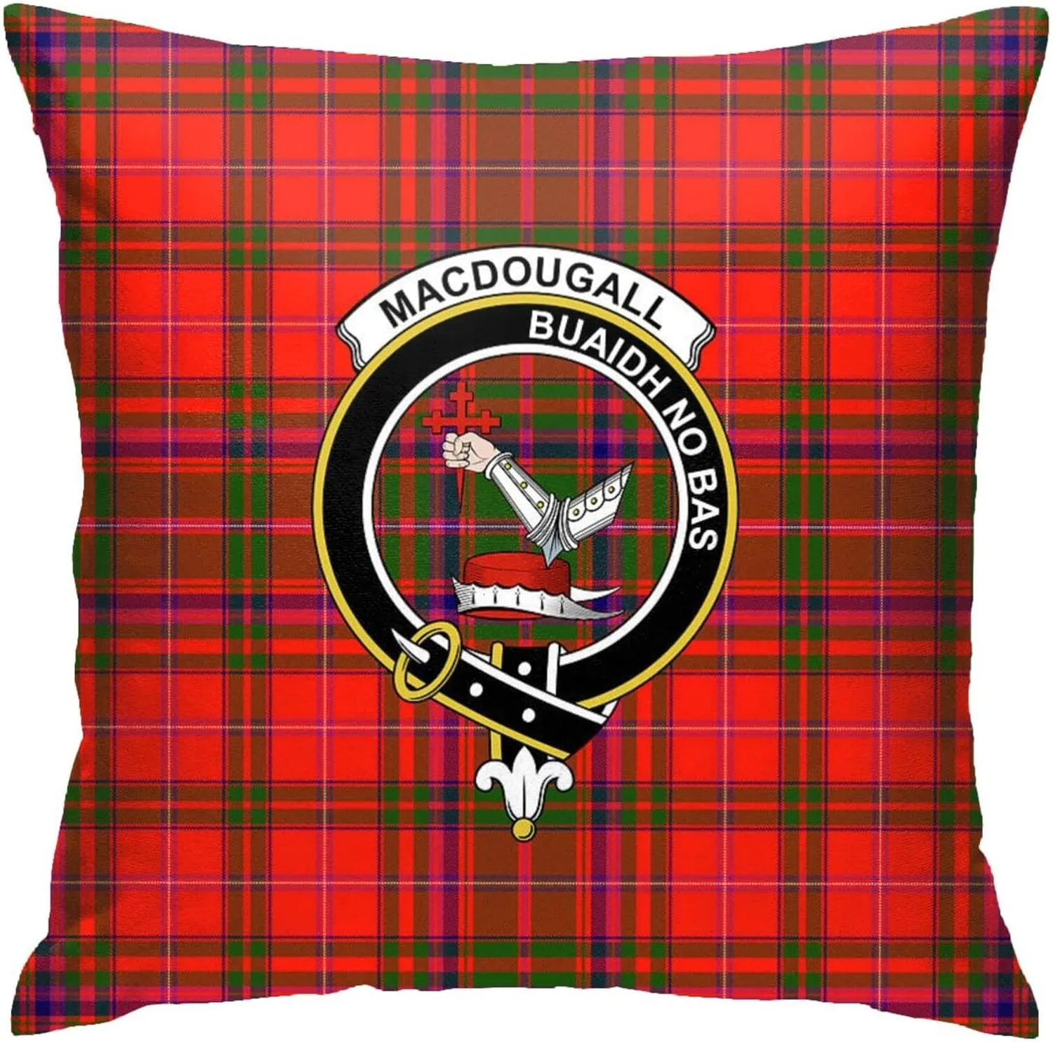 Hei Bai.JZQ Square Throw Pillow Covers Macdougall Tartan Clan Badge Cushion Case for Sofa Bedroom Car Decorative 18x18 Inch
