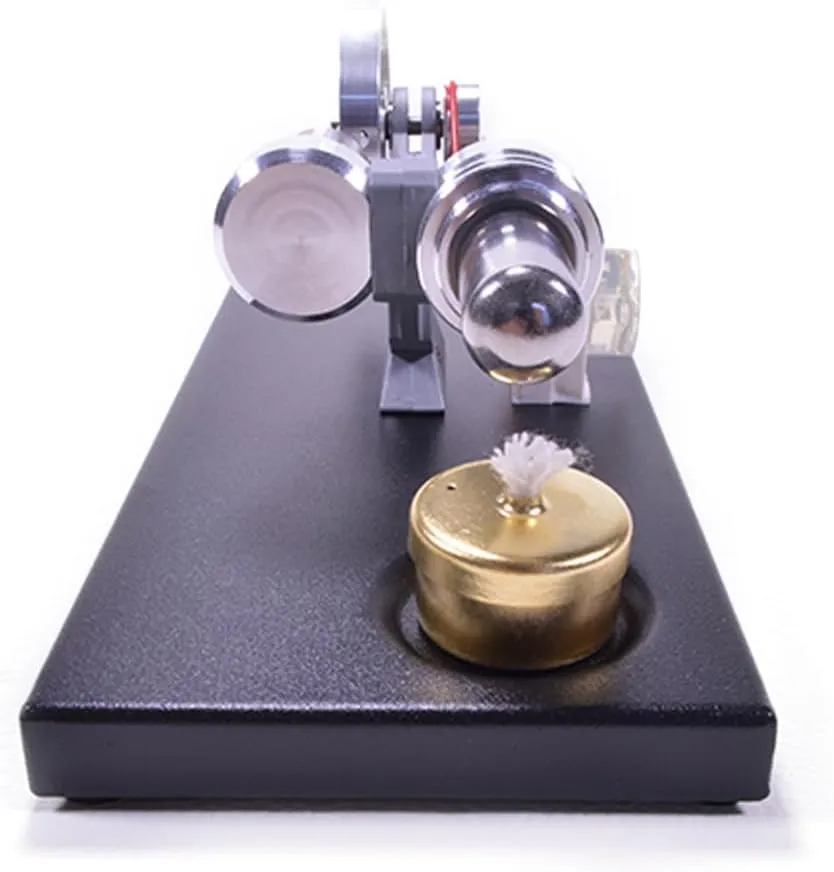 Helixsun DIY Stirling Engine Generator Steam Model Set, with a Black Metal Base Plate and 4 LED Lights, is a Great Gift for Teenagers and Adults