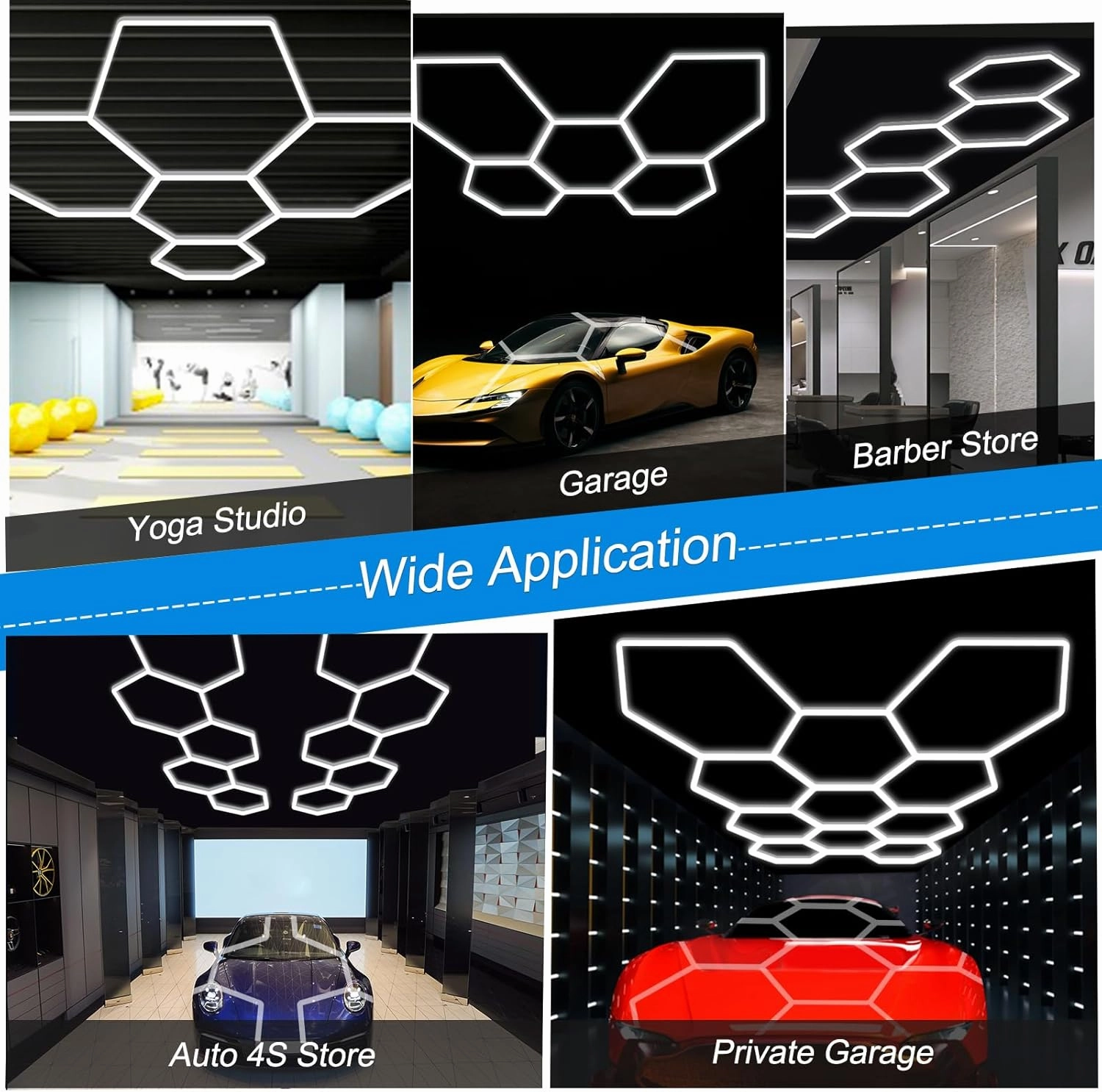 Hexagon LED Garage Light: 25 Pack Updated Bigger Size, 26400LM Super Bright Car Detailing Ceiling LED Shop Light for Warehouse Workshop Gym Basement Car Care Wash Room