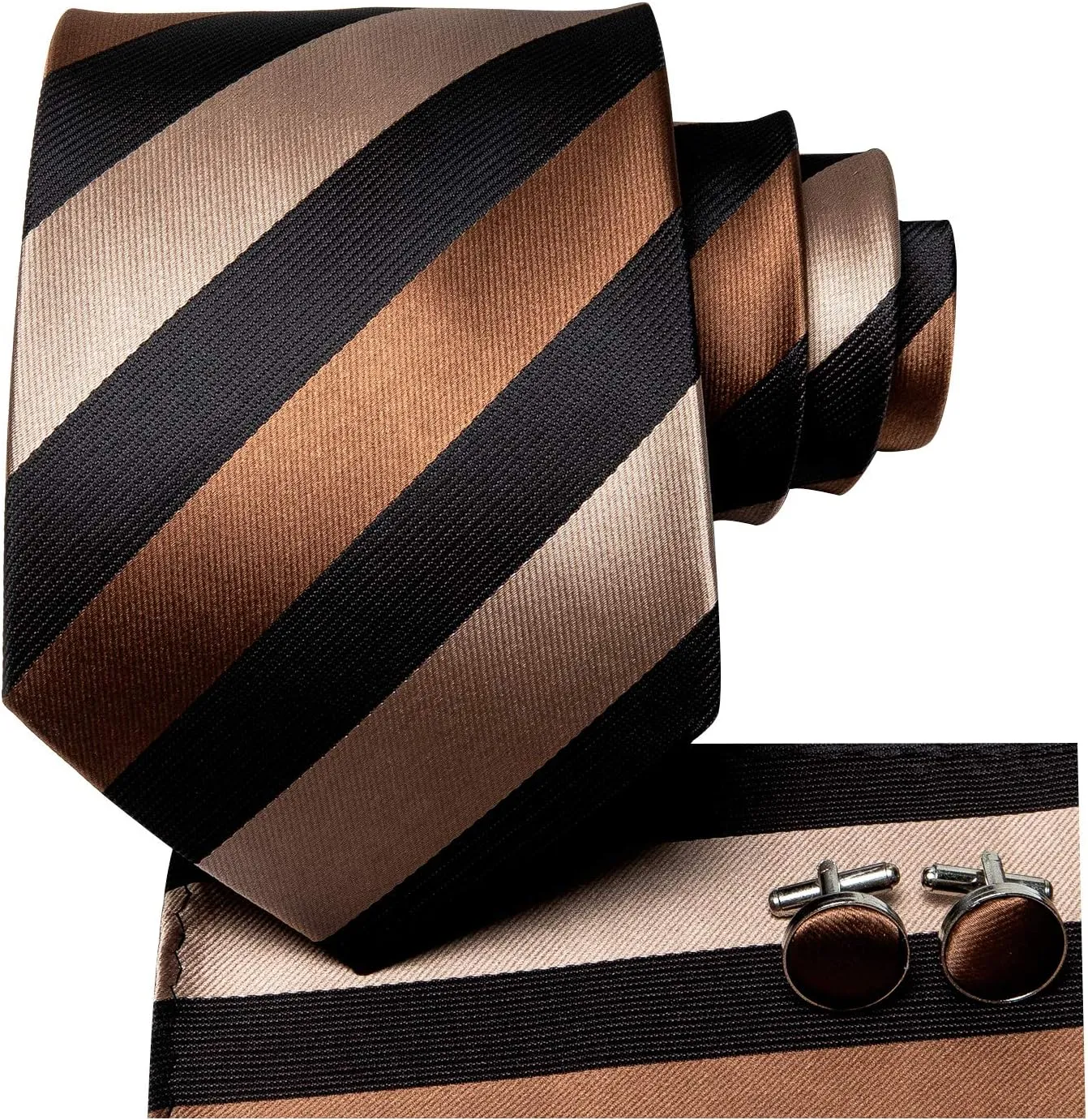 Hi-Tie Mens Plaid Ties Classic Paisley Necktie with Handkerchief Cufflinks Set Business Stripe Tie