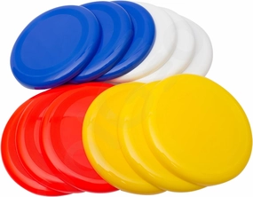 High-Flying Excitement: 12 Pack, 10 Inch Assorted Color Flying Discs (Blue, Red, White, Yellow) - Perfect Backyard Games, Sports, Summer Beach, 4th of July Party Essential