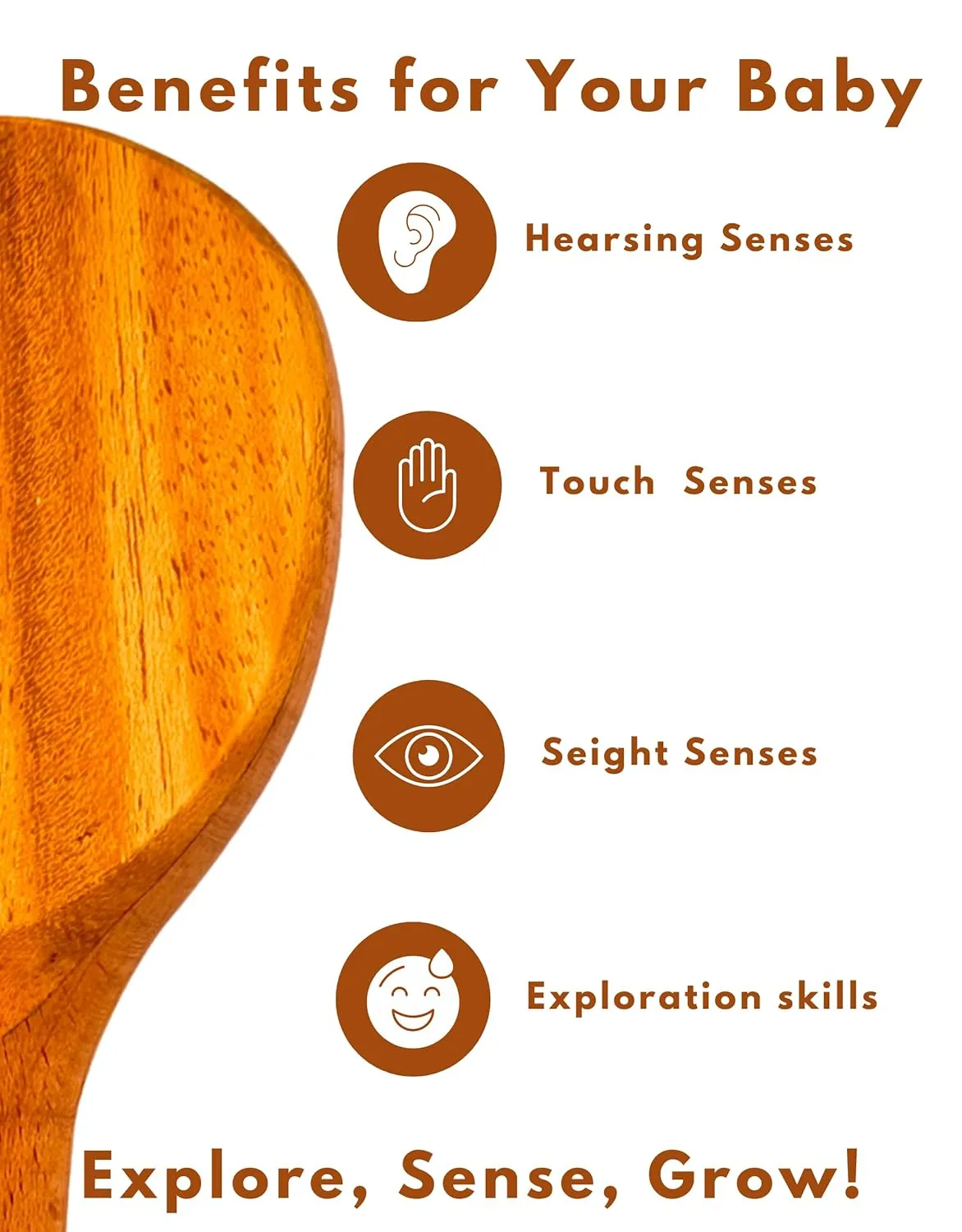 HippoToys Handmade Montessori Wooden Rattles,Wooden Maracas for Kids, Wooden Sound Toys for Babies, Baby Toys 0-6 Months, Baby Boy & Girl Toys, 3-6 Month Old Baby Must Haves, Rattle Toys, Infant Gifts