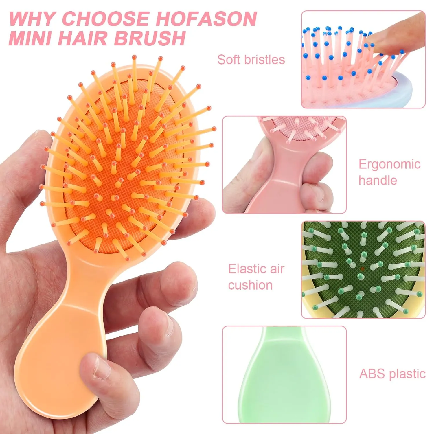 HOFASON 70 Pieces Bulk Mini Wet Hair Brush & Mini Comb Set for Kids Girls Women, Bridesmaid Gifts, Spa Party Supplies, Summer Stuff, 35 Travel Small Brush for Hair 35 Fine Wide Hair Combs for Boy Men