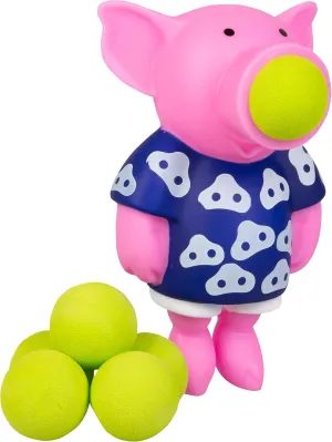 Hog Wild Pig Ball Popper Toy - Includes 4 Soft Foam Balls - Squeeze to Pop Air Powered Balls Up to 20 Feet - Launcher Safe for Indoor/Outdoor Play - Party Favor Gift for Kids, Girls, Boys Ages 5 