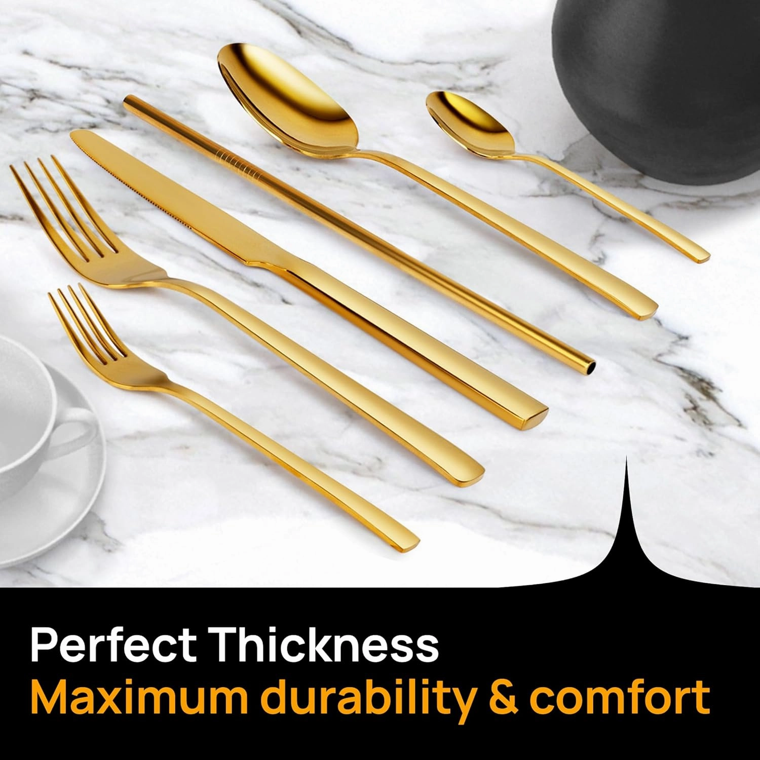 Home Haven Luxury Gold Silverware Set for 4, Heavy Duty Gold Flatware Set for 4, 18/10 Stainless Steel Cutlery Dishwasher Safe, Flatware for Special Occasions, Home & Restaurant Use (24 Pieces for 4)