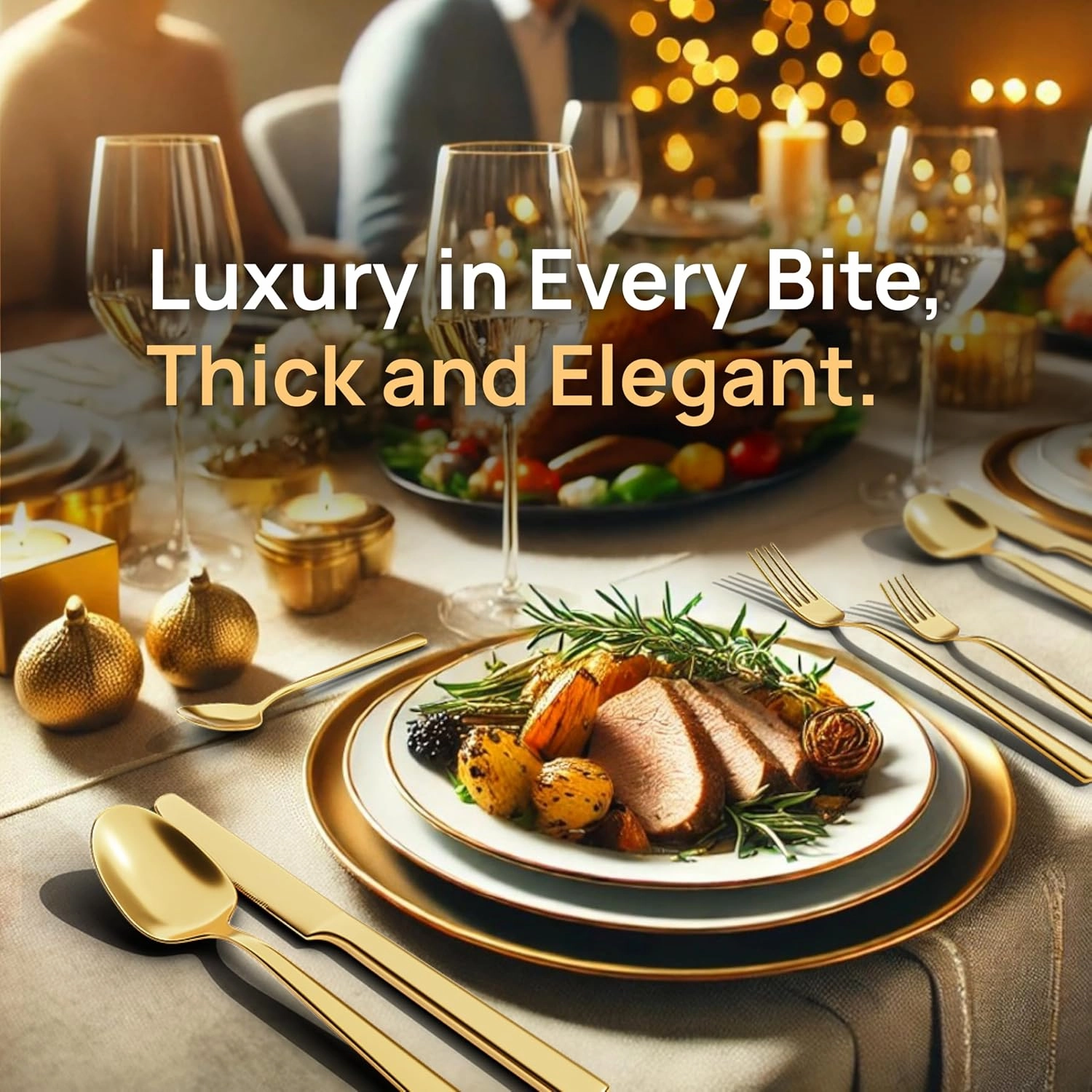 Home Haven Luxury Gold Silverware Set for 4, Heavy Duty Gold Flatware Set for 4, 18/10 Stainless Steel Cutlery Dishwasher Safe, Flatware for Special Occasions, Home & Restaurant Use (24 Pieces for 4)