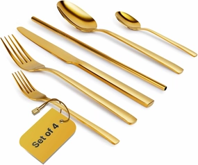 Home Haven Luxury Gold Silverware Set for 4, Heavy Duty Gold Flatware Set for 4, 18/10 Stainless Steel Cutlery Dishwasher Safe, Flatware for Special Occasions, Home & Restaurant Use (24 Pieces for 4)