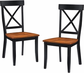 Home Styles Classic Black and Oak Pair of Dining Chairs, with Solid Hardwood Construction, Cottage Oak Finish, X-Style Back, and Mission Style Look, Set of Two