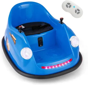 HONEY JOY 12V Bumper Car, Toddler Ride On Toy with Remote Control, 360 Degree Spin, Music, Bright LED Lights, Electric Bumping Car for Kids, Gift for Boys Girls (Dark Blue)