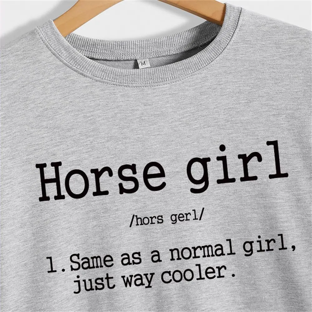 Horse Girl Sweatshirt Funny Equestrian Horseback Riding Graphic Shirts Women Crewneck Pullover Tops Horse Lover Gifts