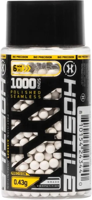 Hostile Airsoft Biodegradable BBS 6mm 36g, 40g, 43g, 1000 Count