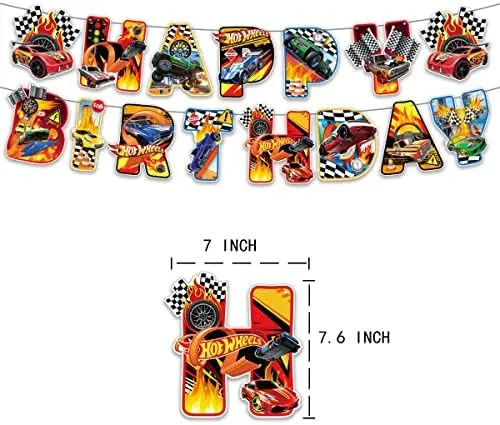 hot wheels Birthday Party Supplies, hot wheels Party Decorations Included Birthday banner, Cake Topper, Cupcake Topper, Balloons