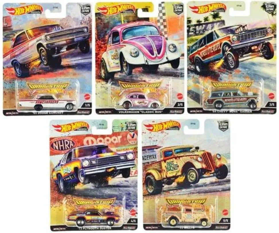 Hot Wheels Car Culture 2022 Dragstrip Demons Complete Set of 5 Diecast Vehicles Bundle from FPY86-957R Release