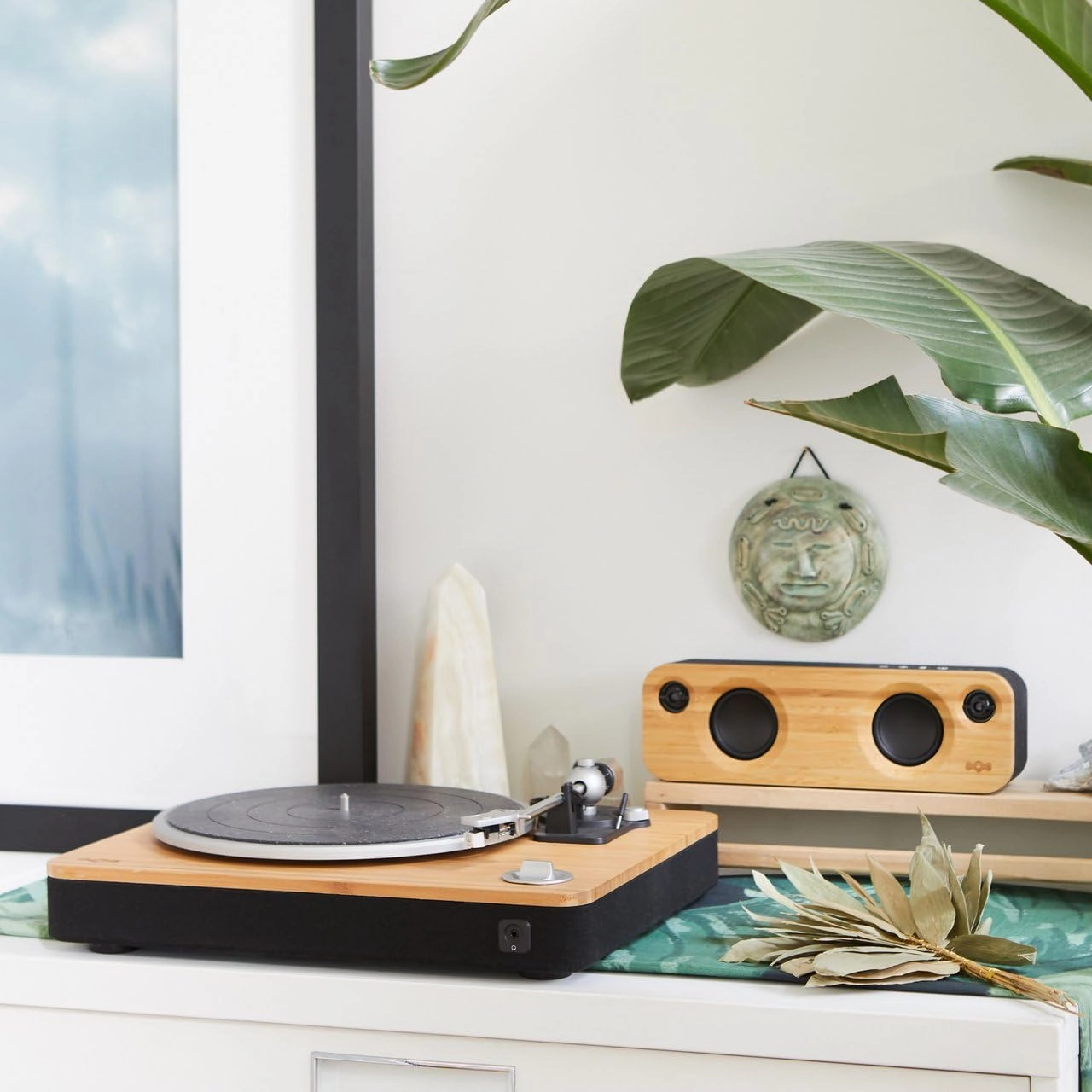 House of Marley Stir It Up Turntable, Vinyl Record Player with 2 Speed Belt Drive for 33/45 RPM, Built in Pre-Amp, Headphone Jack and Made from Sustainable Materials. for Wired Speakers Only