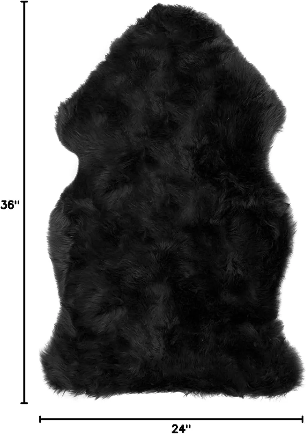 HUAHOO Premium Genuine Sheepskin Rug Black Real Australia Sheepskin Natural Luxury Fluffy Lambskin Fur Area Rug Seat Covers for Kids Bedroom Sofa Chair Cover Pets Dogs Mat Single Pelt/2'x 3' Black