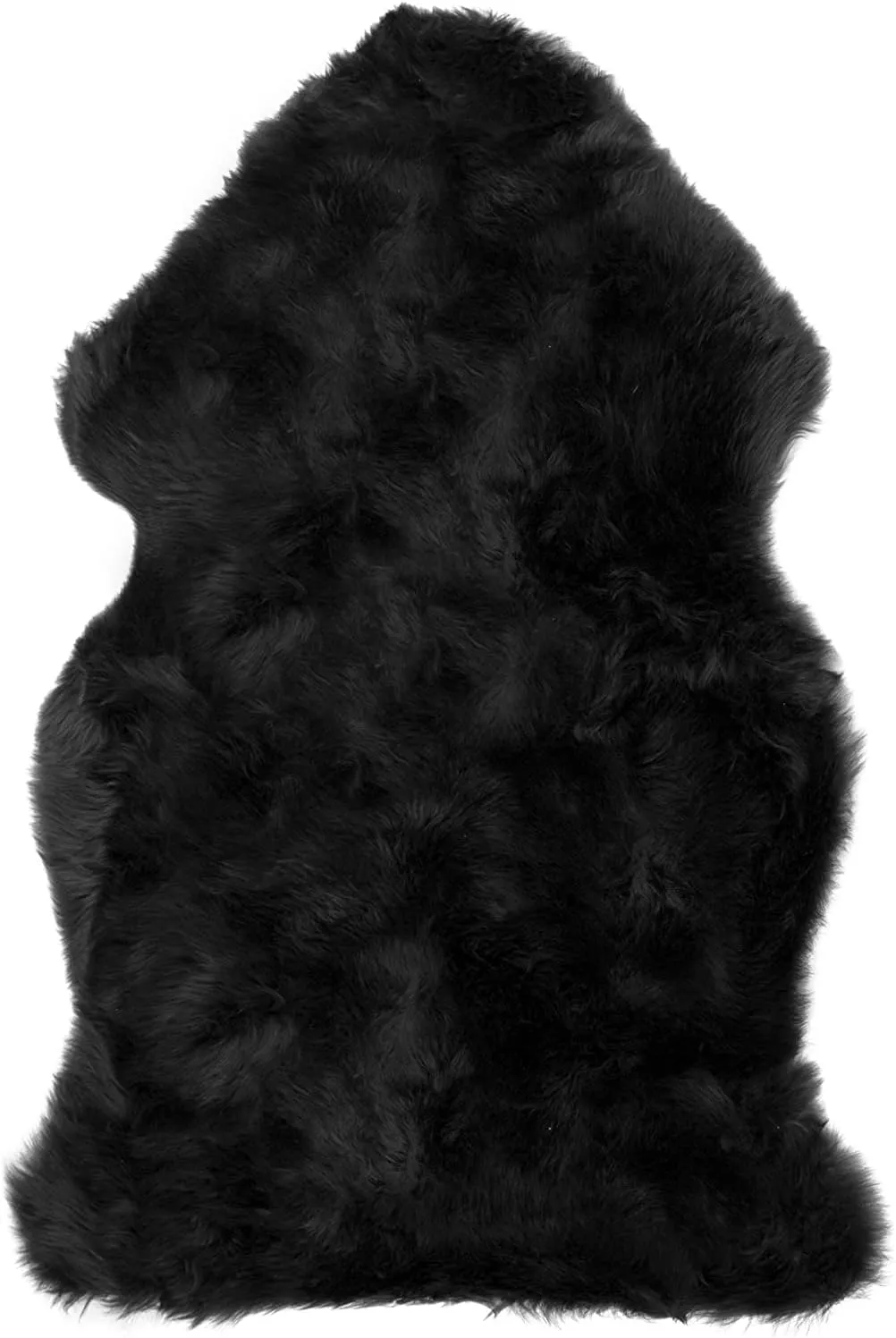 HUAHOO Premium Genuine Sheepskin Rug Black Real Australia Sheepskin Natural Luxury Fluffy Lambskin Fur Area Rug Seat Covers for Kids Bedroom Sofa Chair Cover Pets Dogs Mat Single Pelt/2'x 3' Black