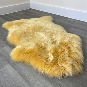 HUAHOO Premium Genuine Sheepskin Rug Real Australia Sheepskin Natural Lambskin Fur Area Rug Seat Covers for Kids Bedroom Sofa Chair Cover Pets Dogs Mat Double Pelt/2' x 3' Banana Yellow
