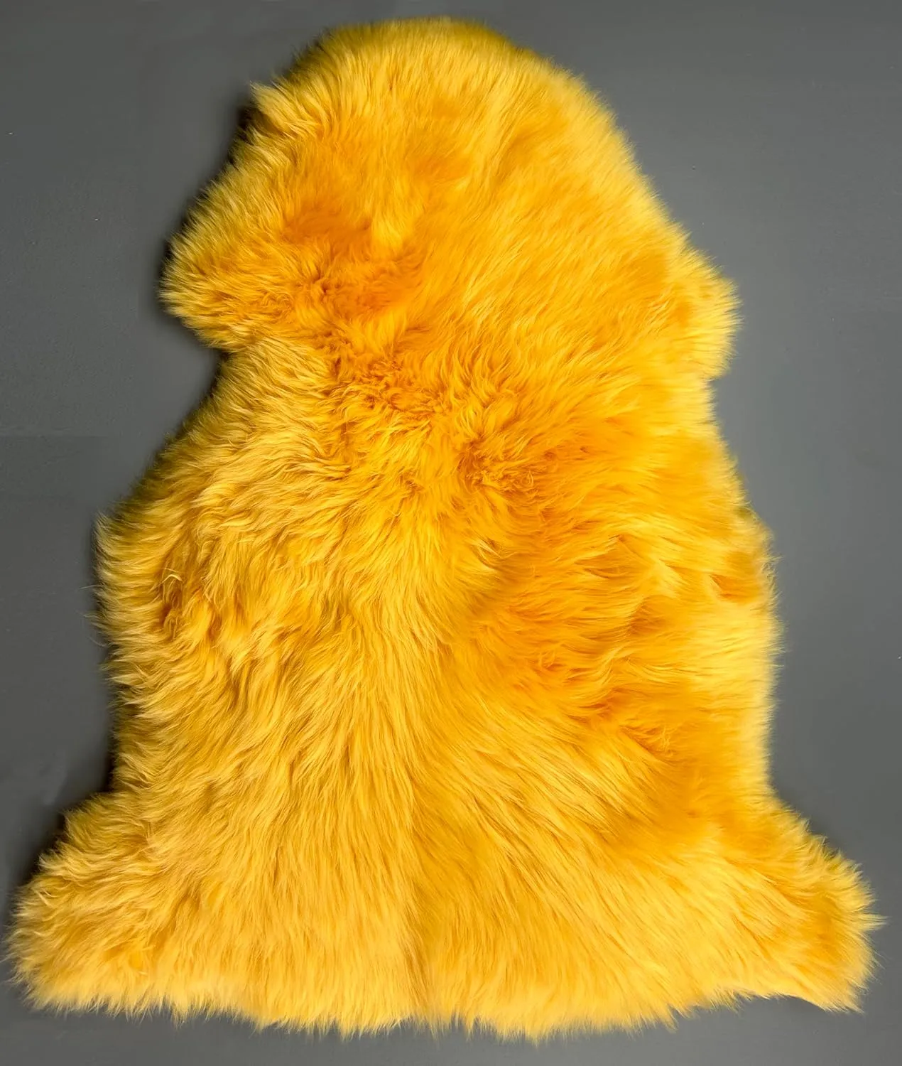 HUAHOO Premium Genuine Sheepskin Rug Real Australia Sheepskin Natural Lambskin Fur Area Rug Seat Covers for Kids Bedroom Sofa Chair Cover Pets Dogs Mat Double Pelt/2' x 3' Banana Yellow