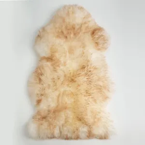 HUAHOO Premium Genuine Sheepskin Rug Real Australia Sheepskin Natural Luxury Fluffy Lambskin Fur Area Rug Seat Covers for Kids Bedroom Sofa Chair Cover Pets Dogs Mat Double Pelt/2' x 3' Brown Tipped