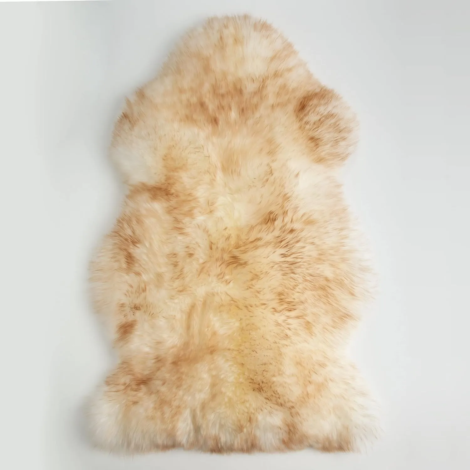 HUAHOO Premium Genuine Sheepskin Rug Real Australia Sheepskin Natural Luxury Fluffy Lambskin Fur Area Rug Seat Covers for Kids Bedroom Sofa Chair Cover Pets Dogs Mat Double Pelt/2' x 3' Brown Tipped