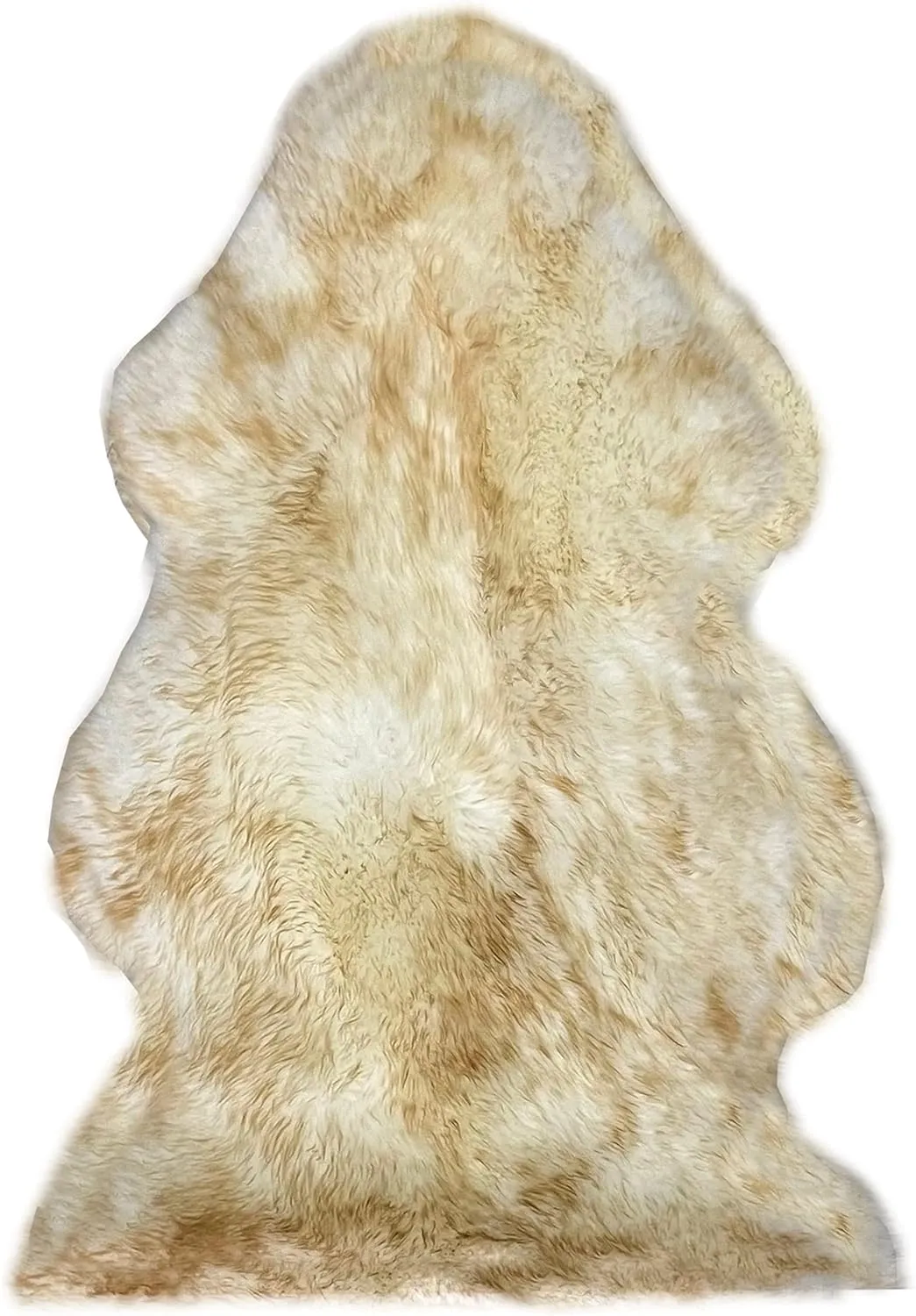HUAHOO Premium Genuine Sheepskin Rug Real Australia Sheepskin Natural Luxury Fluffy Lambskin Fur Area Rug Seat Covers for Kids Bedroom Sofa Chair Cover Pets Dogs Mat Double Pelt/2' x 3' Brown Tipped