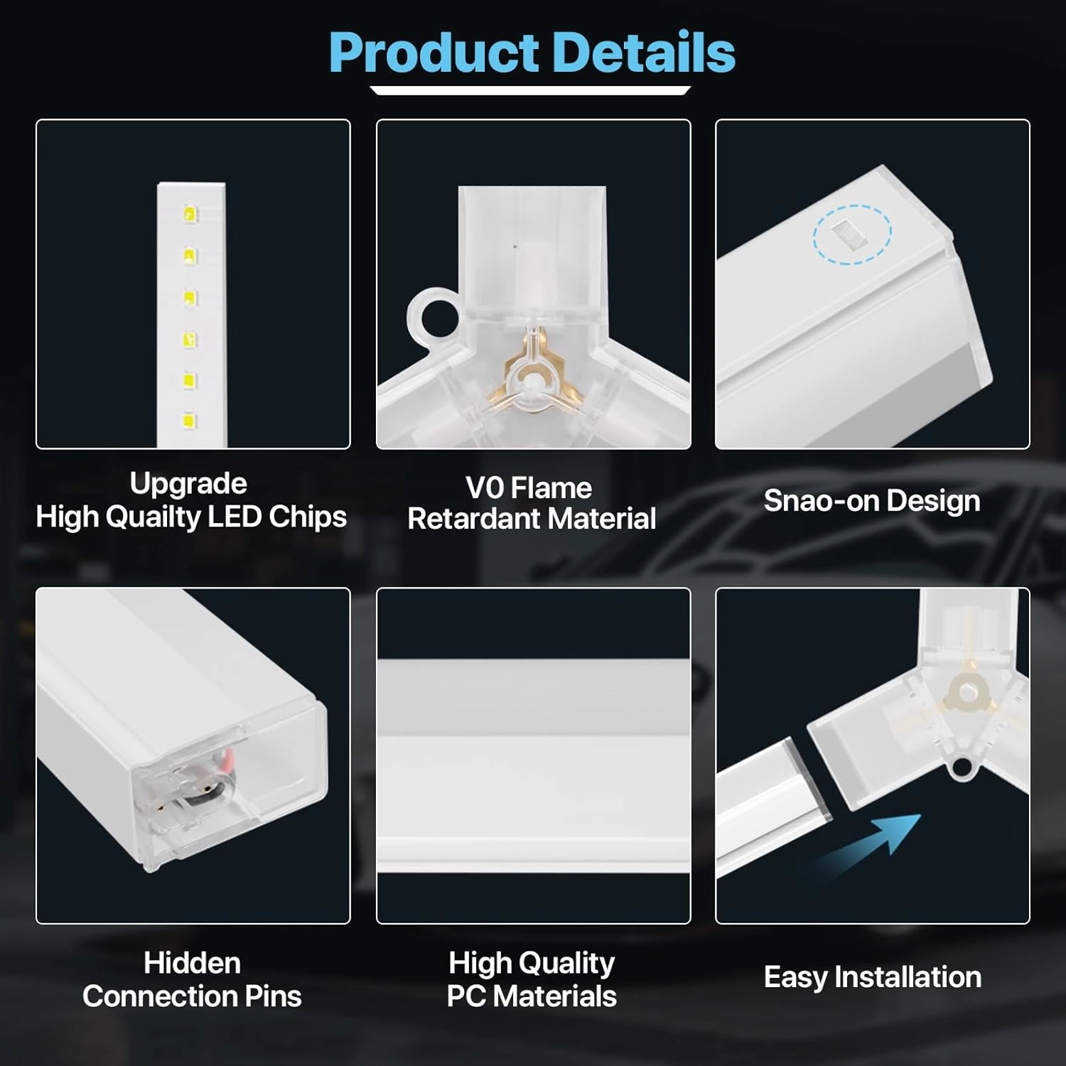 HYPERLITE Gen 2 Hexagon Garage LED Light, Upgraded 3 Level Dimmable 322W 32200LM Super Bright Garage Detailing Lights, 11 Grids Hex Shop Lights, Hexagon LED Lights for Basement, Gym, Shop