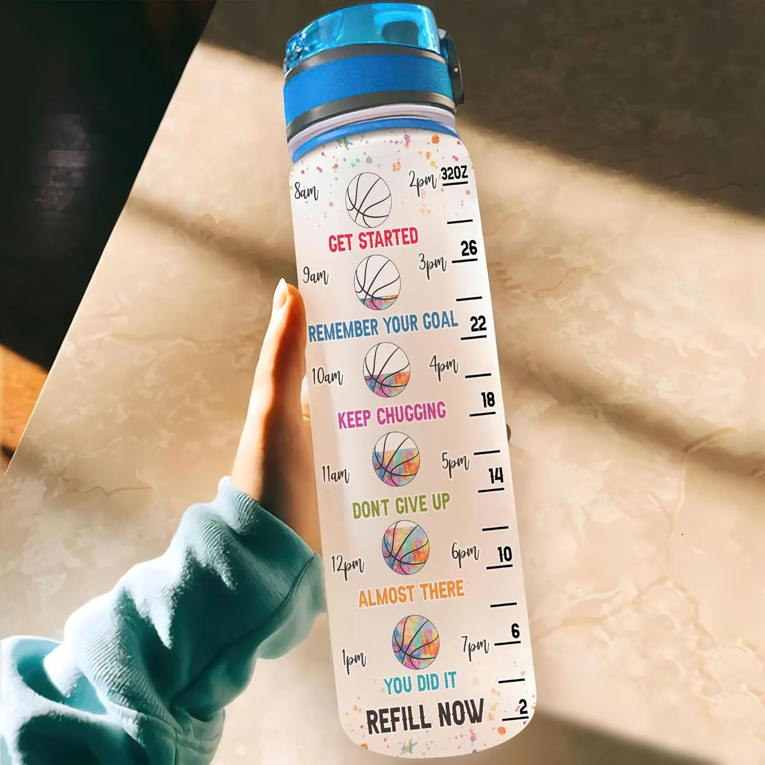 Hyturtle Personalized I Know I Play Like A Girl Basketball 32Oz Liter Motivational Water Bottle, Customized Name Water Bottle Gifts For Women Girls Basketball Lovers On Birthday Mother's Day