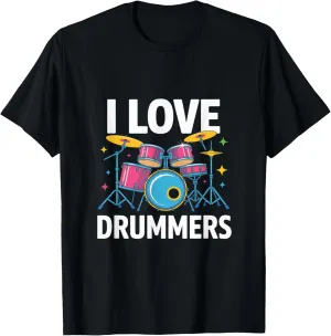 I Love Drummers Colorful Drum Kit Vibes T-Shirt