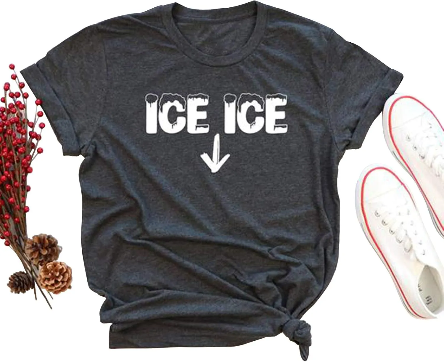 Ice Ice Baby Maternity T-Shirt Women Pregnancy Announcement Shirt Funny Letter Print Pregnant Mom Tee Tops