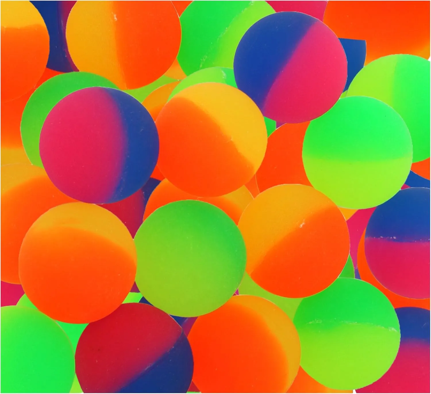 ICY Superballs for Kids Prizes - 1.5 Inches Bright Two Tone Bouncy Balls - Pack of 24