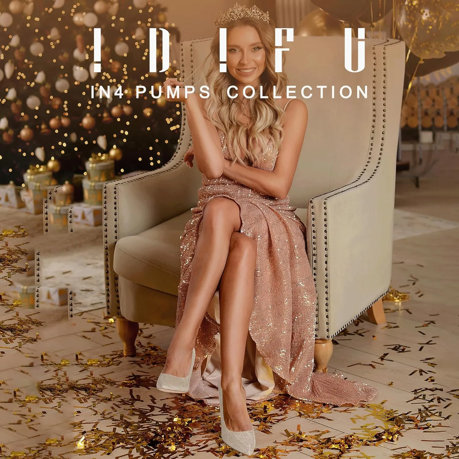 IDIFU IN4 Women's Pumps - Closed Toe Heels with Chunky Block Heels - Thick Pointed Toe Dress Shoes for Women - Wedding, Prom, Bridal, Office, Business - Comfortable, Formal, Fashion, Classic Pumps