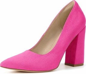 IDIFU IN4 Women's Pumps - Closed Toe Heels with Chunky Block Heels - Thick Pointed Toe Dress Shoes for Women - Wedding, Prom, Bridal, Office, Business - Comfortable, Formal, Fashion, Classic Pumps