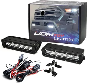 iJDMTOY Xenon White Mini-SR LED Fog Pocket Light Kit Compatible With Toyota 2022-up Tundra/Sequoia, 24-up Tacoma, 4Runner, (2) 30W High Power CREE LED Light Bars, Mounting Brackets, Relay Wiring