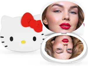 Impressions Vanity Hello Kitty LED Compact Mirror for Purse, Travel Lighted Makeup Mirror with 3X Magnification, Adjustable Brightness, Soft Touch Sensor Button and Hello Kitty Figural Shaped Design